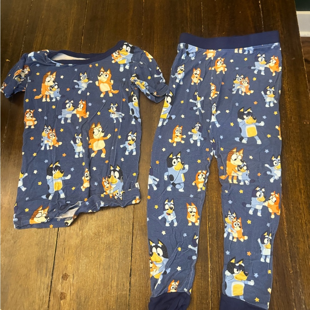 Little Sleepies Blue Pajama Set with Cartoon Characters